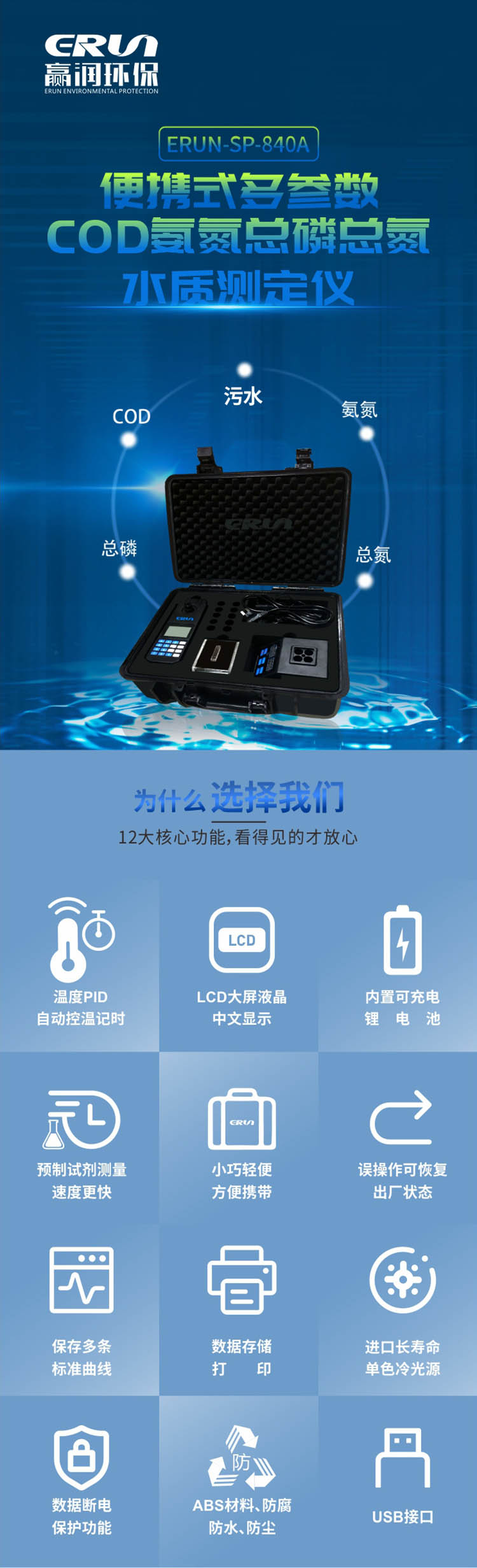 便攜式多參數(shù)COD、氨氮、總磷、總氮水質(zhì)測定儀