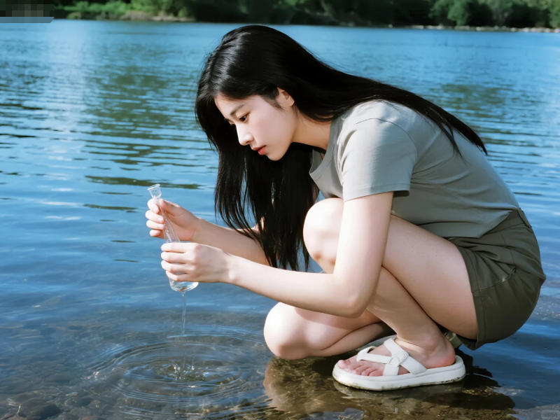 水庫水源現(xiàn)場取水樣圖